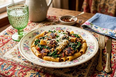 Spicy Chicken Sausage and Kale Sauce